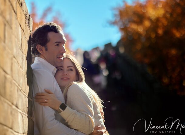 couple engagement photoshoot in Beijing with ancient wall background