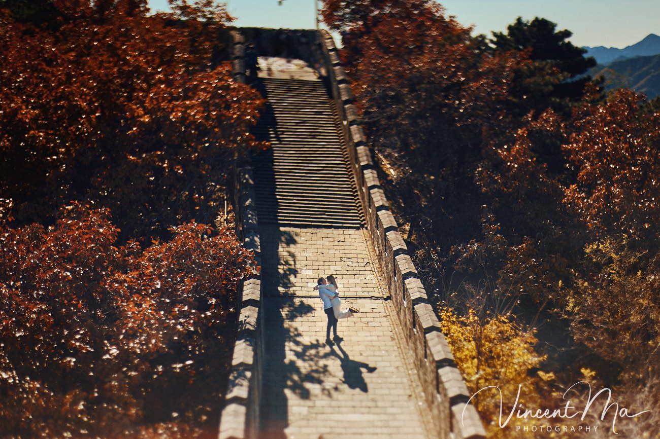 couple engagement photoshoot in Beijing with ancient wall background