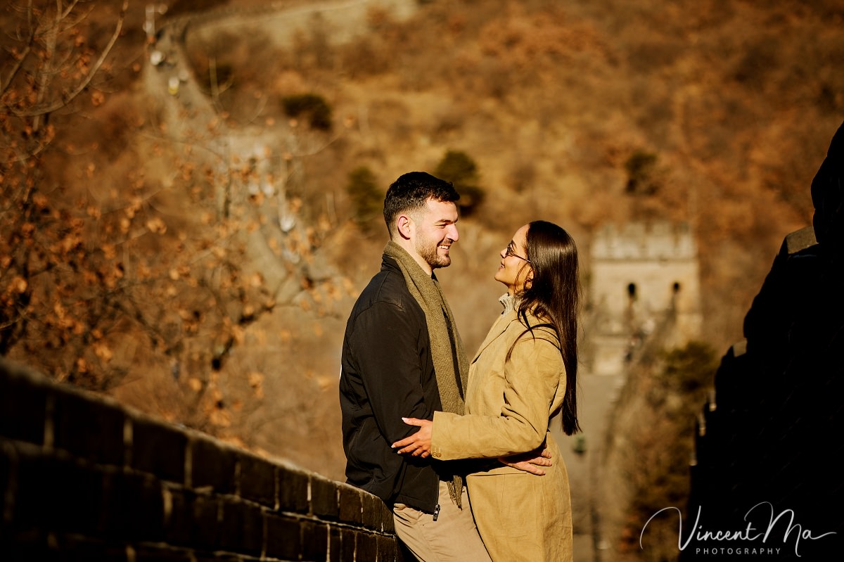 Couple celebrating Mutianyu Great Wall Proposal 2026 at Watchtower 6