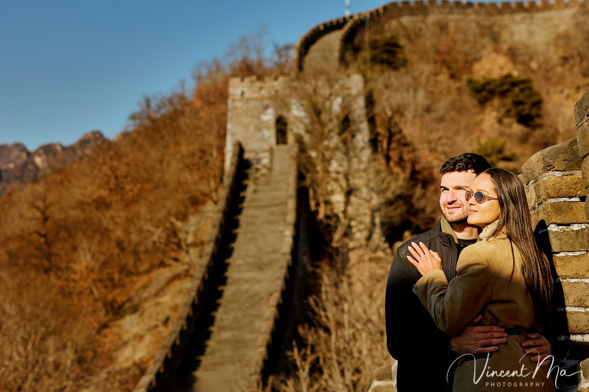 Couple celebrating Mutianyu Great Wall Proposal 2026 at Watchtower 6